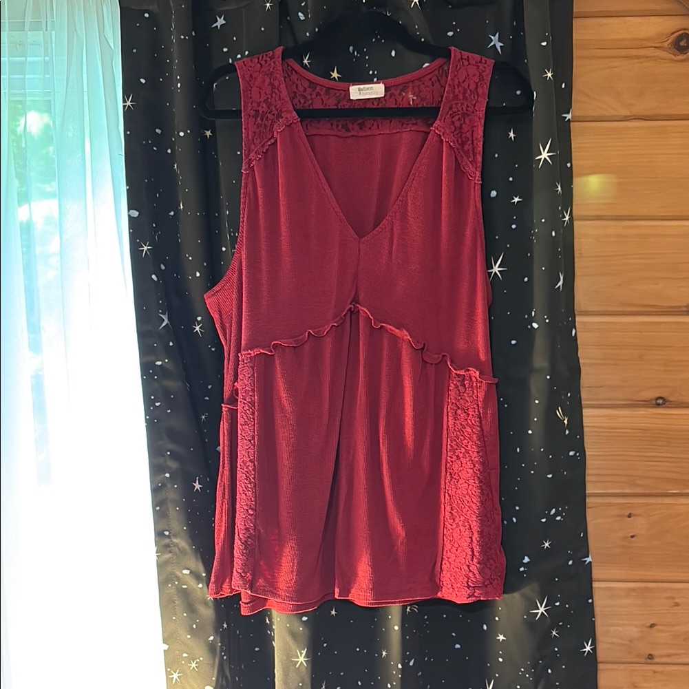 Madison & Berkeley Asymmetrical Red Sleeveless Tank